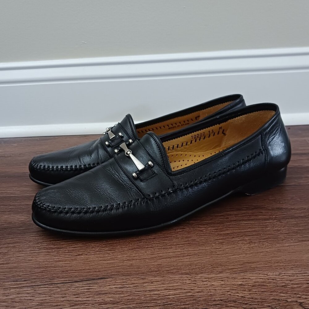 Magnanni Mens Loafers Horsebit Size 13M Black Leather Bit Slip On Dress Shoes - Picture 7 of 12